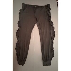 NWT Chaser‎ Black Ruffle Side Joggers Drawstring Lounge Pants Medium